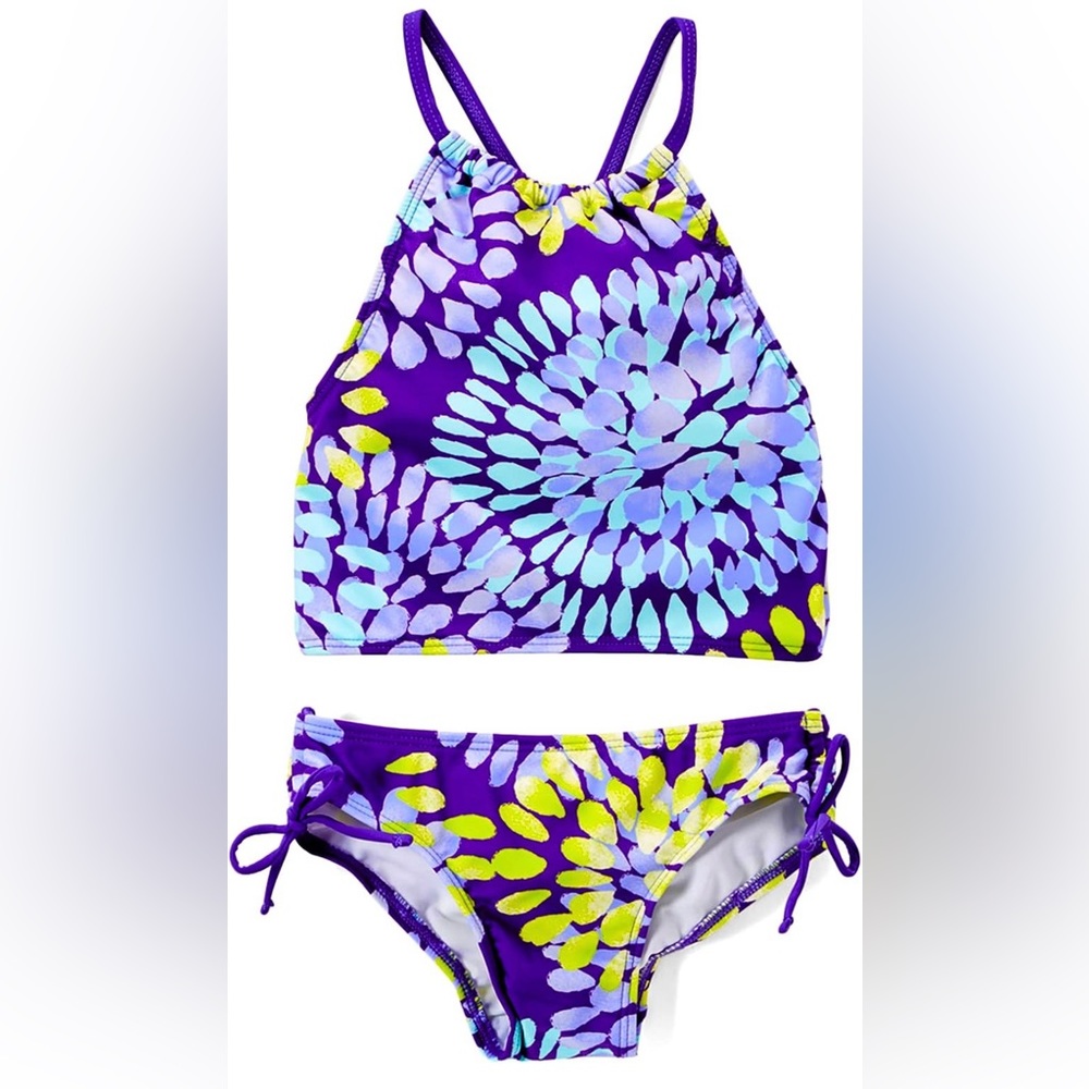 Kanu Surf Girls Beach Sport Halter Tankini 2-piece Swimsuit Size 12 NWT